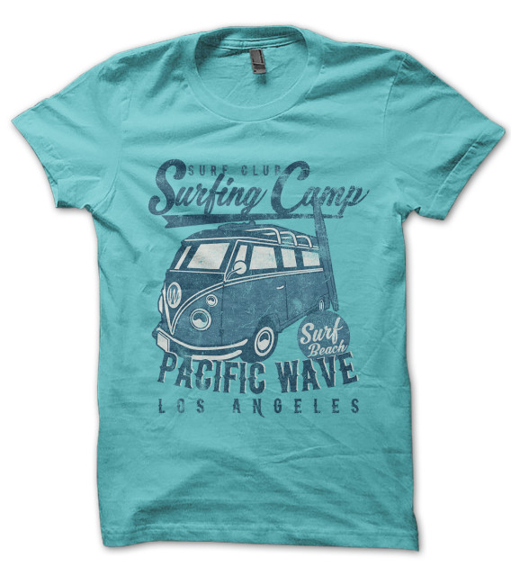 Tee Shirt Vintage Surfing Camp, Pacific Wave Surf Club, Los Angeles