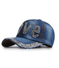 Casquette Jean Vintage LOVE en Strass