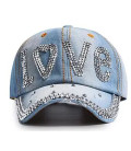 Casquette Jean Vintage LOVE en Strass