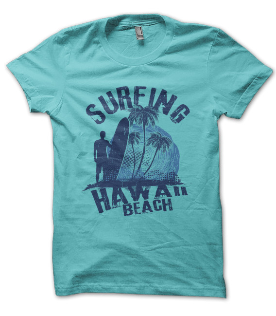 Tee Shirt Surfing Hawaii Beach