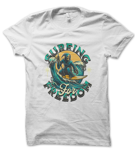 Tee Shirt Surfing for Freedom, Skull surfer