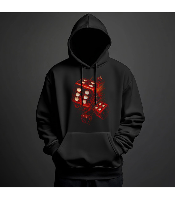 Sweat Shirt Capuche Noir, Life's Game, Dé de la Life