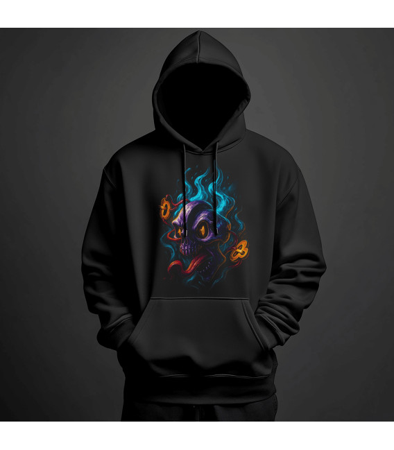 Sweat Shirt Capuche Noir, Crazy Monster