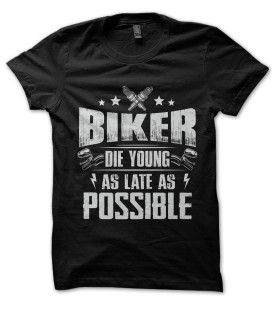Tee Shirt Kaki Biker Die Young as late as possible