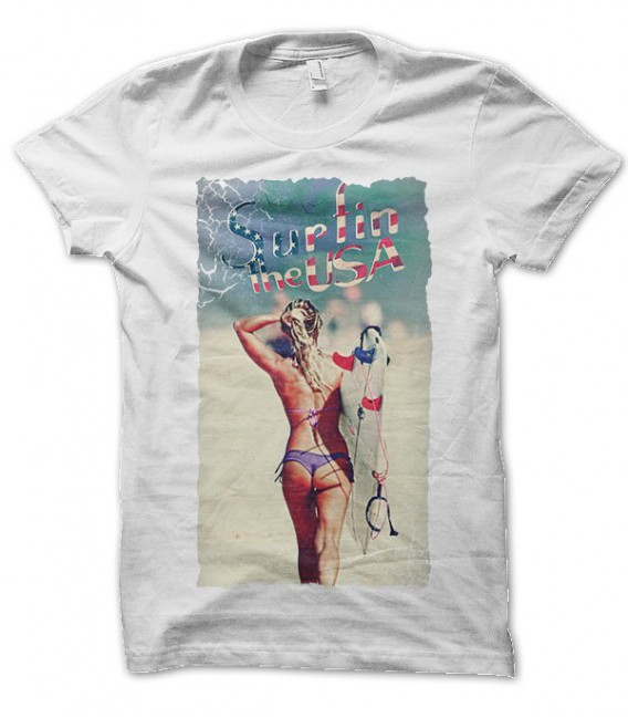 T-shirt Surf in the USA, Sexy girl