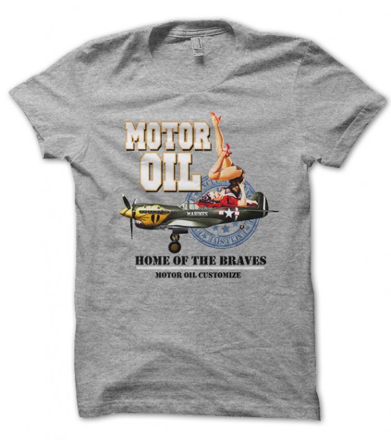 T-shirt Motor Oil, Marines Home of the Brave, Pin Up