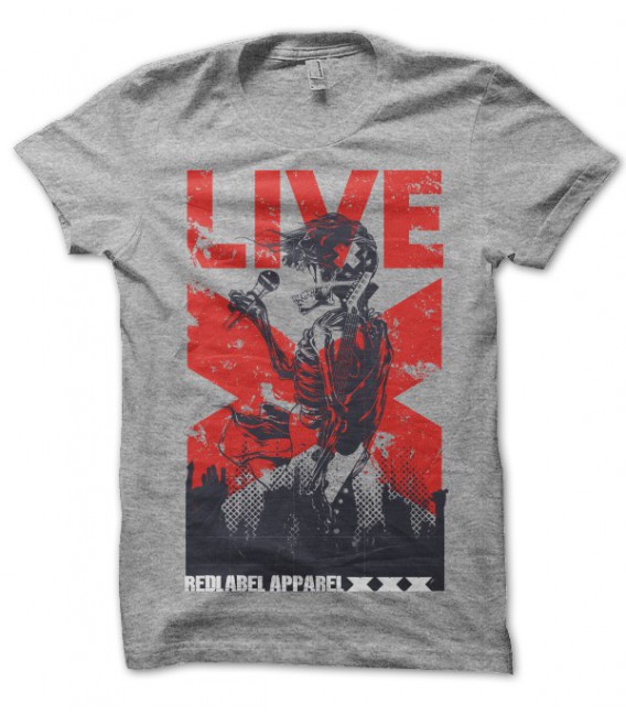 T-shirt Red Apparel, Live Skull Rock 'n Roll