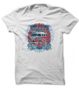 T-shirt Bus VW Flower Power, Surfing Trip