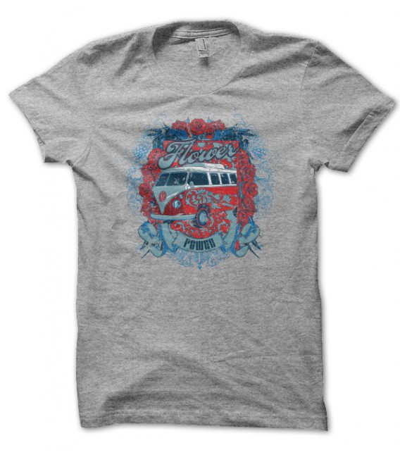 T-shirt Bus VW Flower Power, Surfing Trip